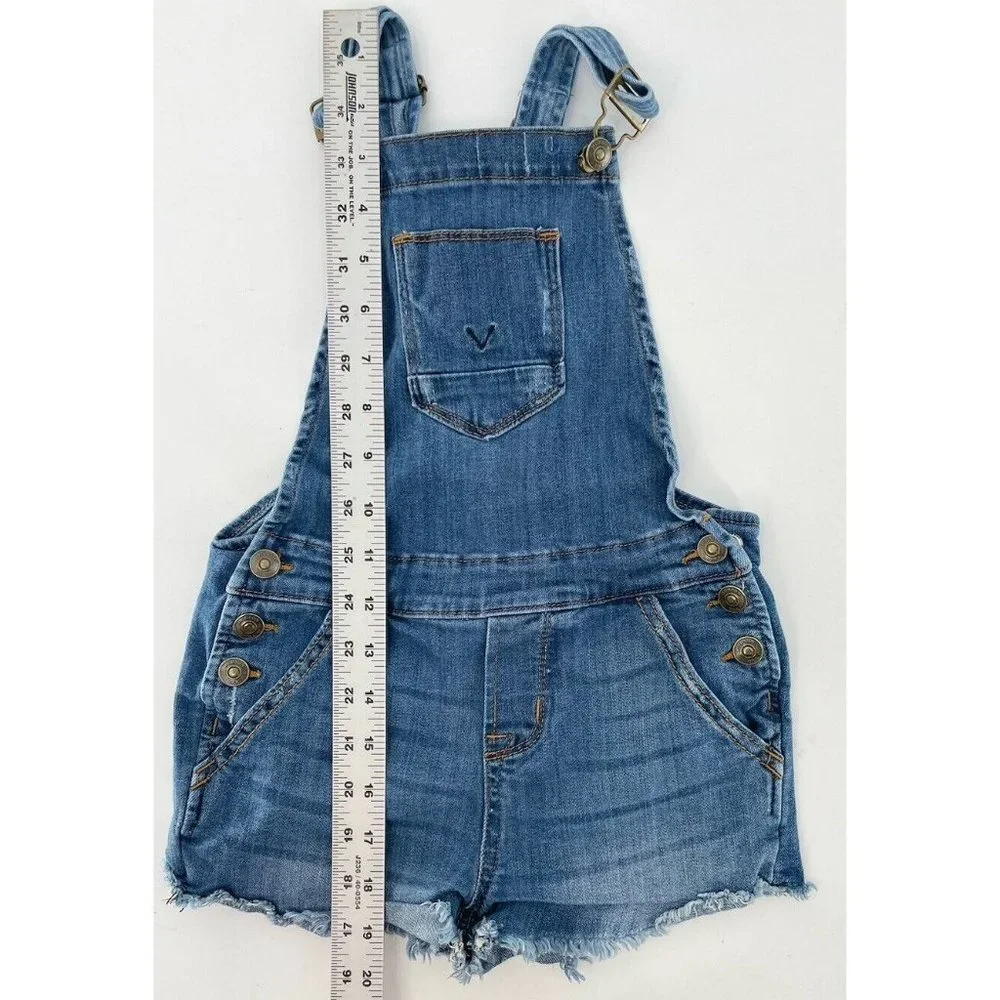 Hudson Girls Overall Shorts Dark Wash Soft Stretchy Denim‎ with Pockets Size 5